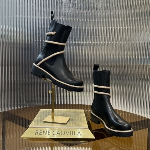 rene caovilla cleo combat black biker boots shoes